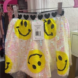 Lola + The Boys Sequin Smiley Skirt - Yellow and White